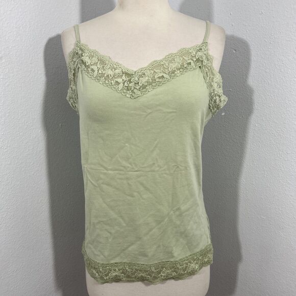Van Heusen Tank Top Womens Large Green Lace Feminine Fairy 90s Y2K - Picture 1 of 6